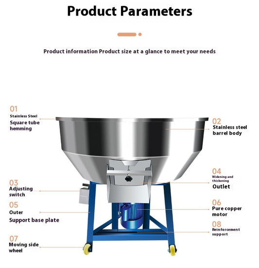 304 Stainless Steel Feed Mixer Farm Mixing Machine Dry and Wet Seed Mixer