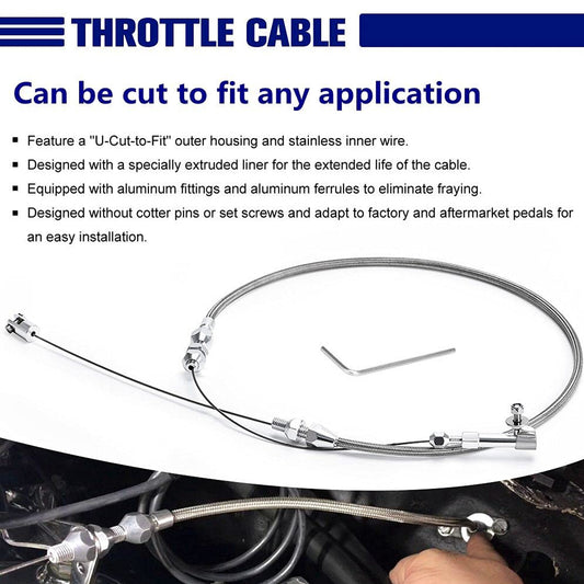 ya 2 7.14 Universal 24 Stainless Steel Throttle Cable Braided for Ford GM for Mustang 302