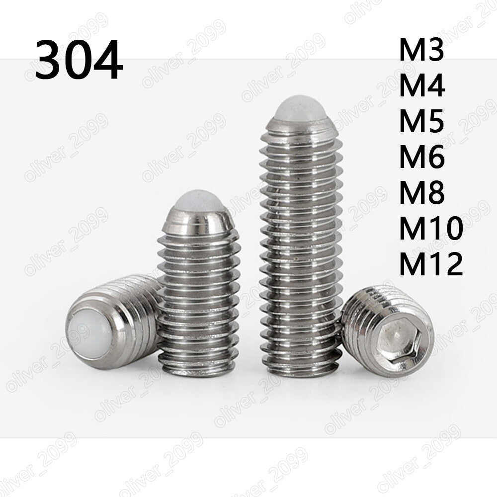 304 Stainless Steel Hex Socket Set Screws Nylon Rolling Ball Point Grub Screws