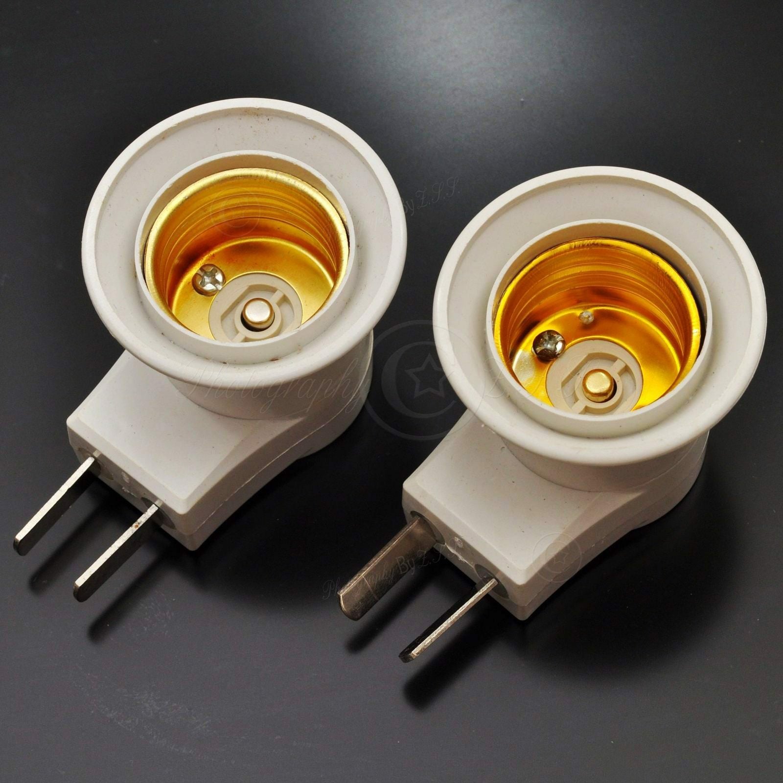 ya 14 2x Adjustable US/AU E27 Screw Socket LED Lamp Base Holder Adapter With Switch