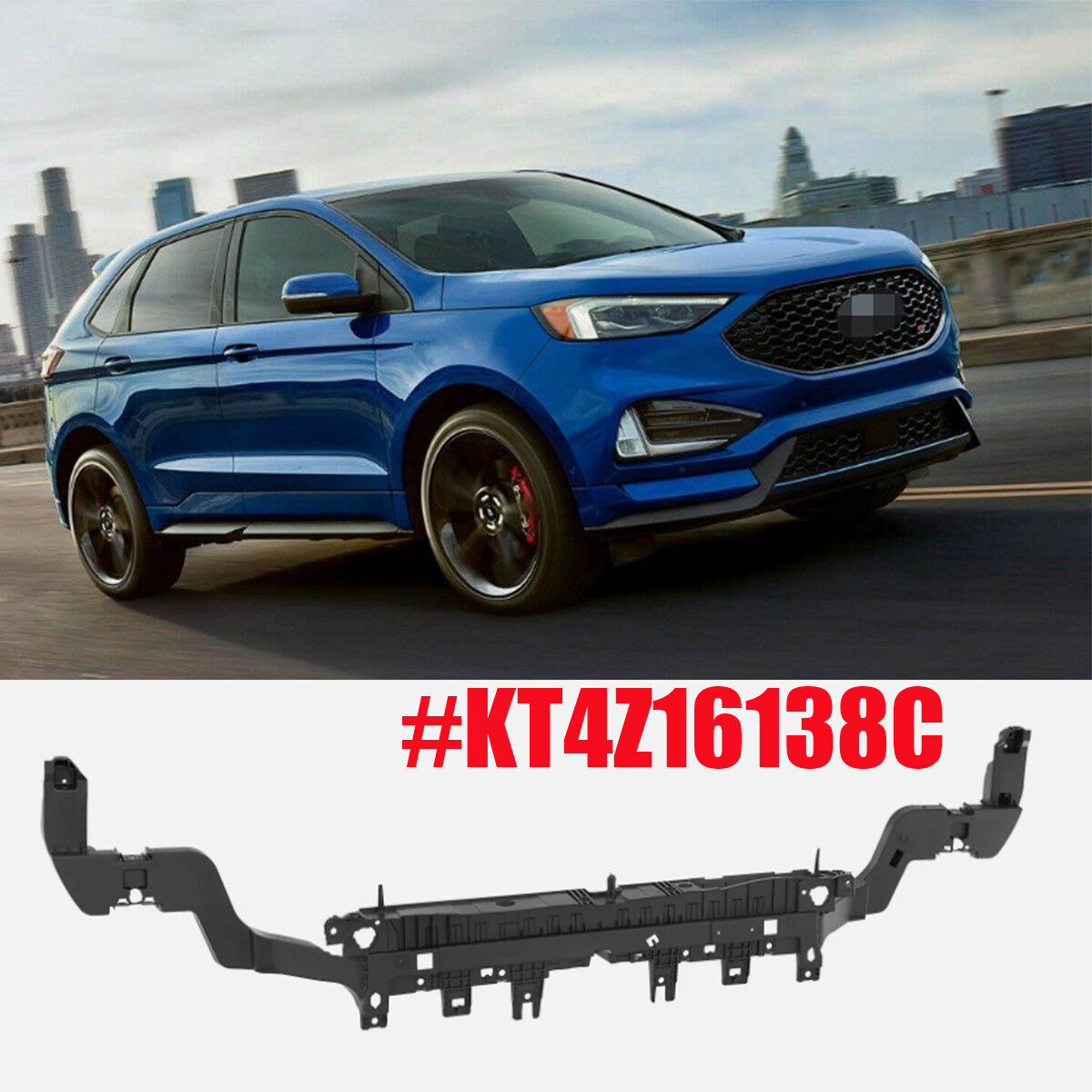 ya 27 7.20 Front upper radiator support tie bar, black, KT4Z16138C, suitable for 2019-2023 for Ford Edge.
