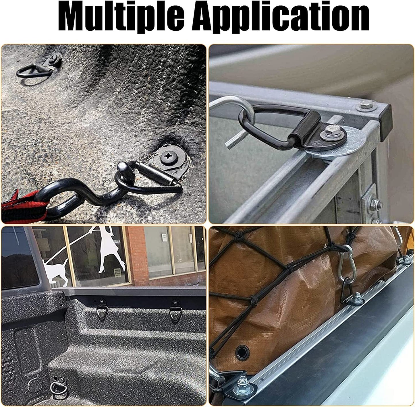 ya 5 8.7 6 Pack V Ring Tie Down Anchors 1/4 Inch Heavy Duty Steel Hooks for Truck Trailer Campers