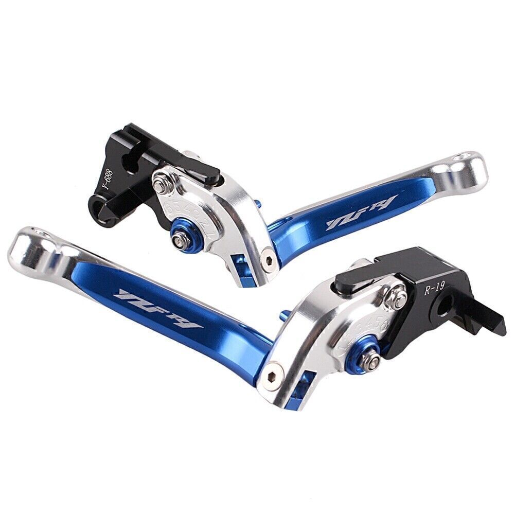 ya 5 8.7 for Yamaha YZF R1 2004-2016 Silver/Blue Motorcycle Foldable Brake Clutch Levers