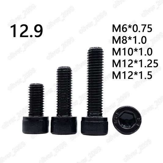 Fine Thread Black 12.9 Steel Hex Socket Bolts Cap Head Screws M6 M8 M10 M12