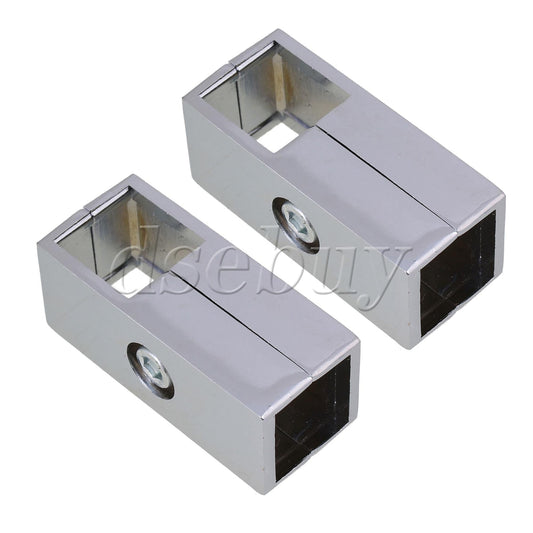 ya 14 2 Pieces Silver 2 Way Square Tube Connector Clamp Rack Fitting for 2.5cm Pipe