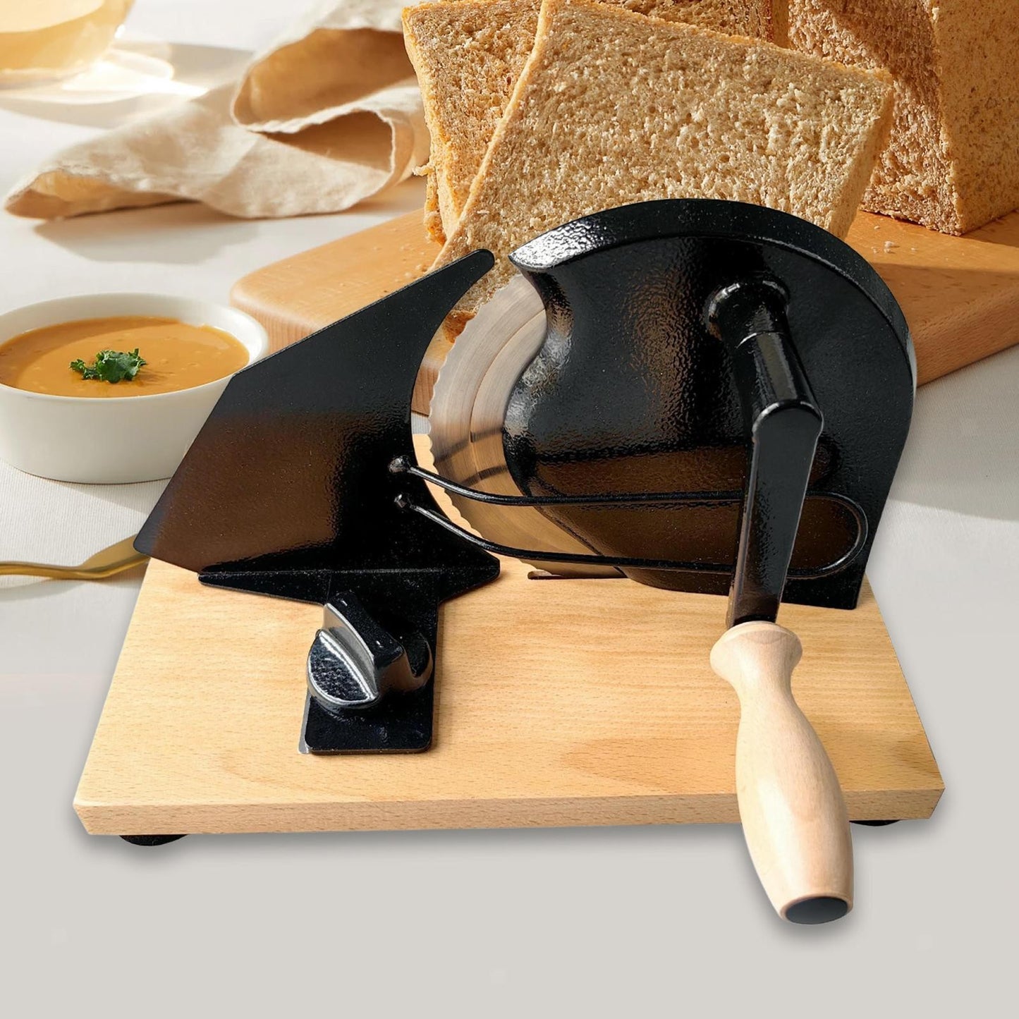 ya 26 Manual Bread Slicer for Homemade Sourdough Bread, Versatile Crank Bread Slicer