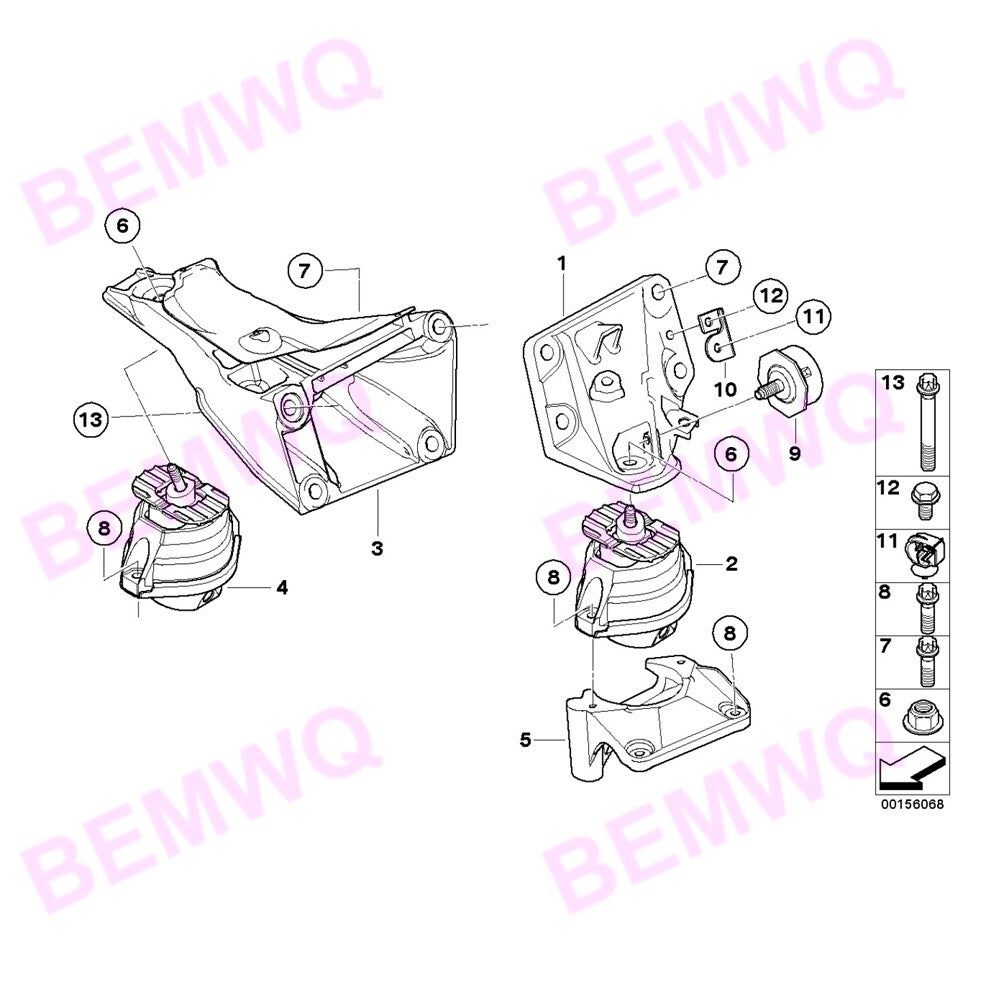 ya 11 10.28 Engine motor mounting bracket 22116760330 LH+RH suitable for 128i 328i 335i
