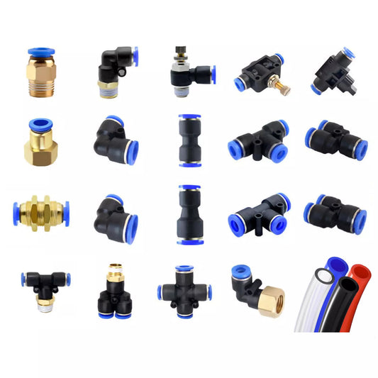 Pneumatic Push in Fitting Air Water Pipe - All Type Fittings 4/6/8/10/12/14/16mm