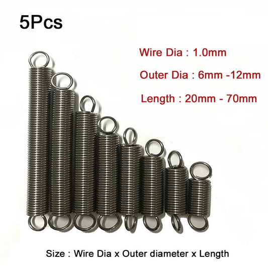 5 Pcs 304 Stainless Steel Expansion Extension Tension Spring Wire Dia 1.0mm