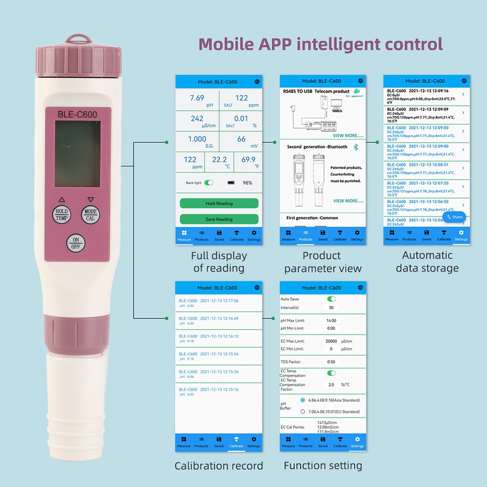 ya 26 Water Quality Detion Pen Smart 7 In 1 High Sensitivity Probe 