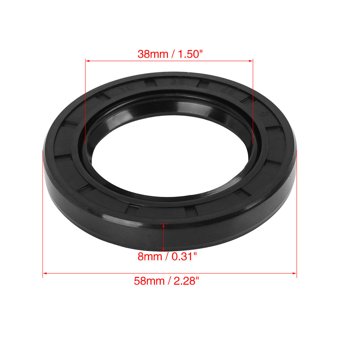 ya 5 8.7 38mm x 58mm x 8mm Black Rubber Cover Double Lip TC Oil Shaft Seal