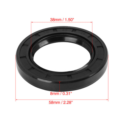 ya 5 8.7 38mm x 58mm x 8mm Black Rubber Cover Double Lip TC Oil Shaft Seal