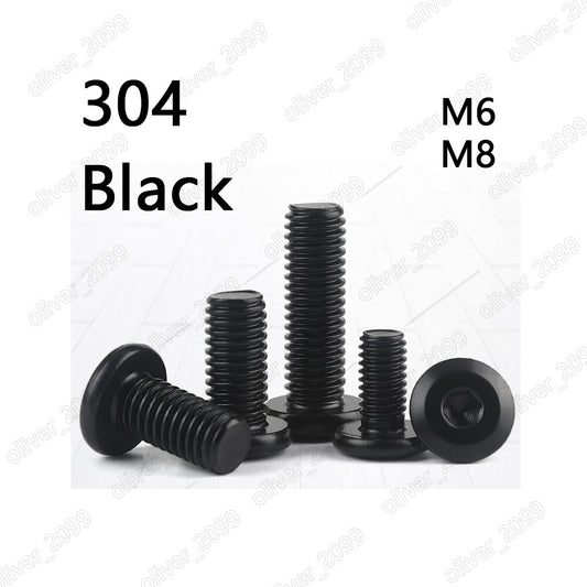 Black 304 Stainless Steel Furniture Connector Bolts Hex Socket Head Screws M6 M8