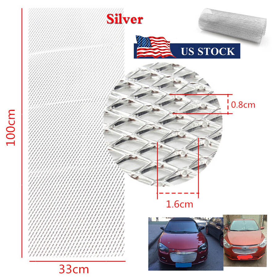 ya 3 6.23 8*16mm Car Bumper Fender Hood Vent Grille Net Aluminum Silver Mesh Grill Cover