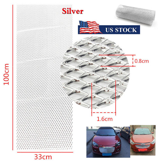 ya 3 6.23 8*16mm Car Bumper Fender Hood Vent Grille Net Aluminum Silver Mesh Grill Cover