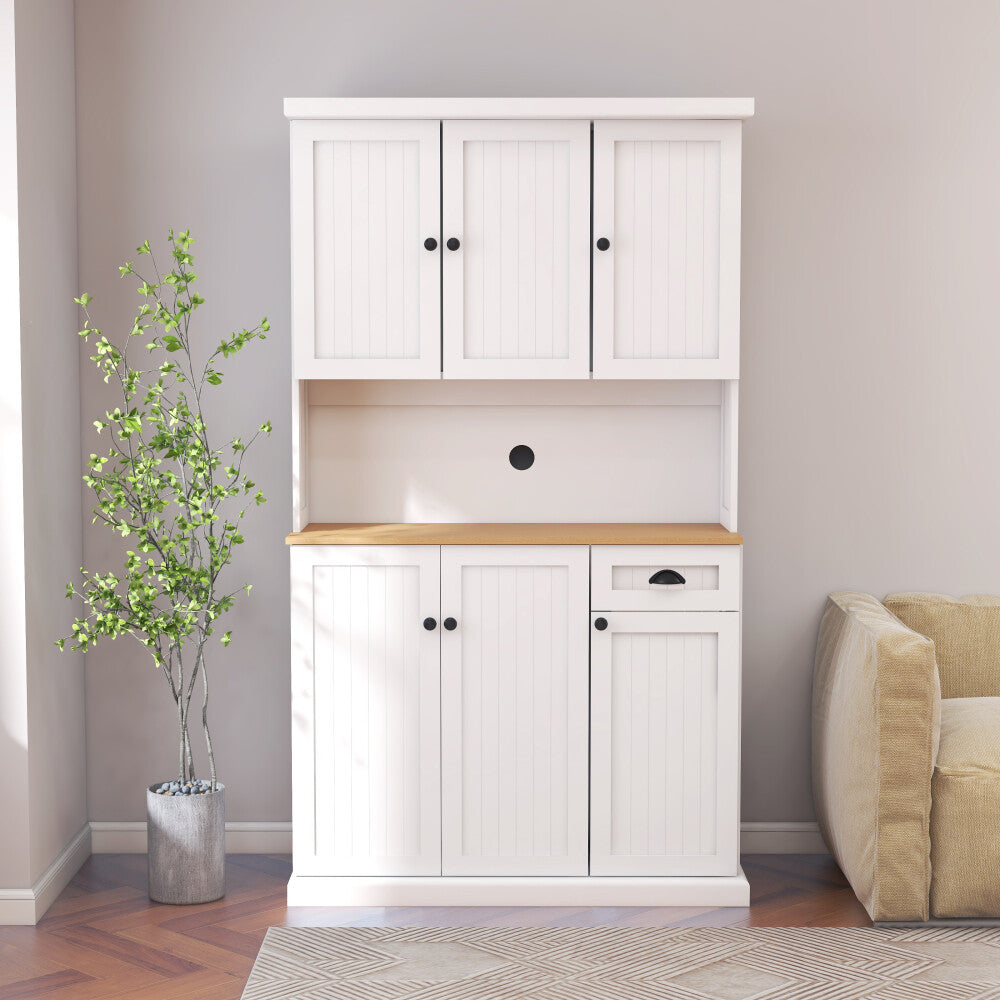 ya 28 Freestanding Kitchen Pantry Hutch Cabinet 71 White w/Microwave Countertop