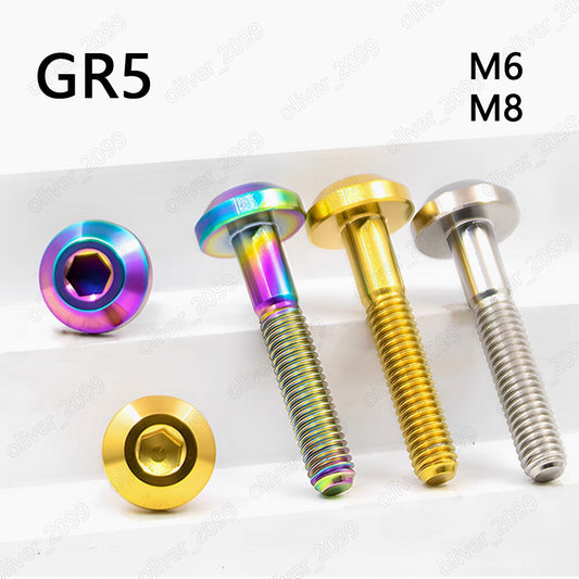 Colorful GR5 Titanium Hex Socket Flying Saucer Head Screws M6 M8
