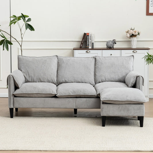 ya 28 Convertible L-Shaped 3-Seater Sofa For Living Room - Storage Footstools,Gray