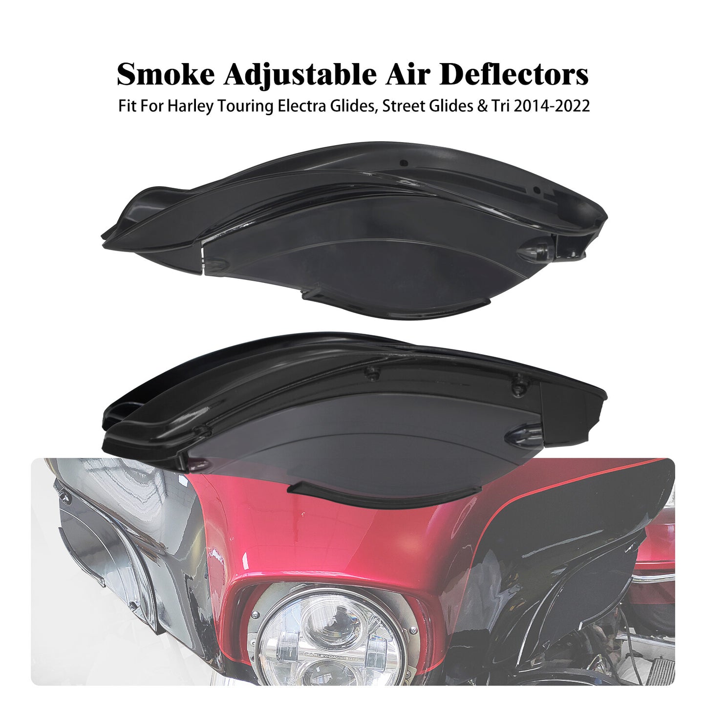 ya 5 8.7 Black Batwing Fairing Smoke Air Deflectors for Harley Electra Street Glide 14-23