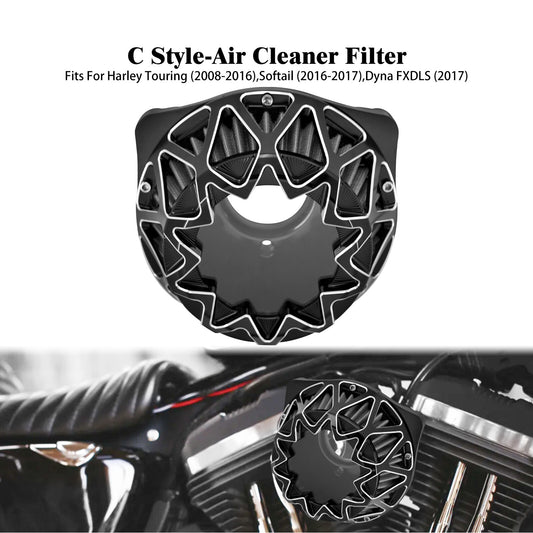 ya 8 5.26 Black Cross Air Cleaner Filter Intake for Harley Touring Street Road Glide 08-16