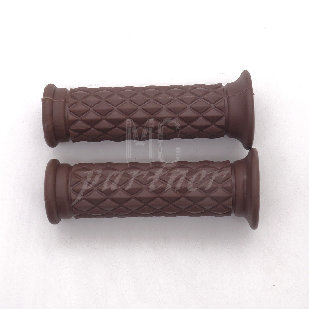 ya 5 8.7 7/8'' 22mm Retro Rubber Handlebar Hand Grip For Cafe Racer Bobber Custom Moto