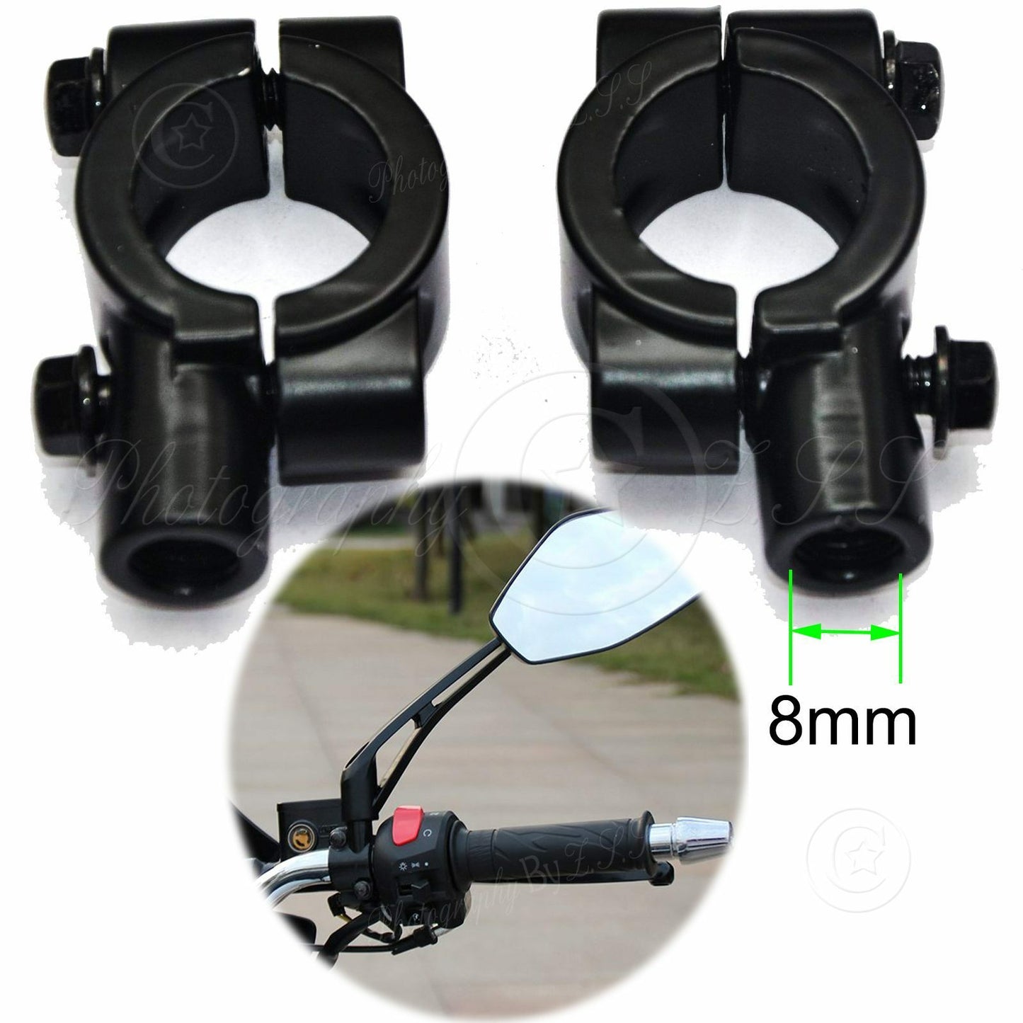 ya 4 6.21 Motorcycle e-Bike Bike Rear Mirror Mount Clamp Holder Hand Bar Bracket Part -8mm