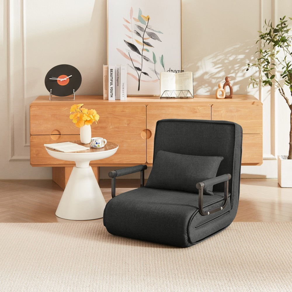 ya 28 5-in-1 Black Sleep Chair Bed Convertible Sleeper 5-Position Adjustable Backrest