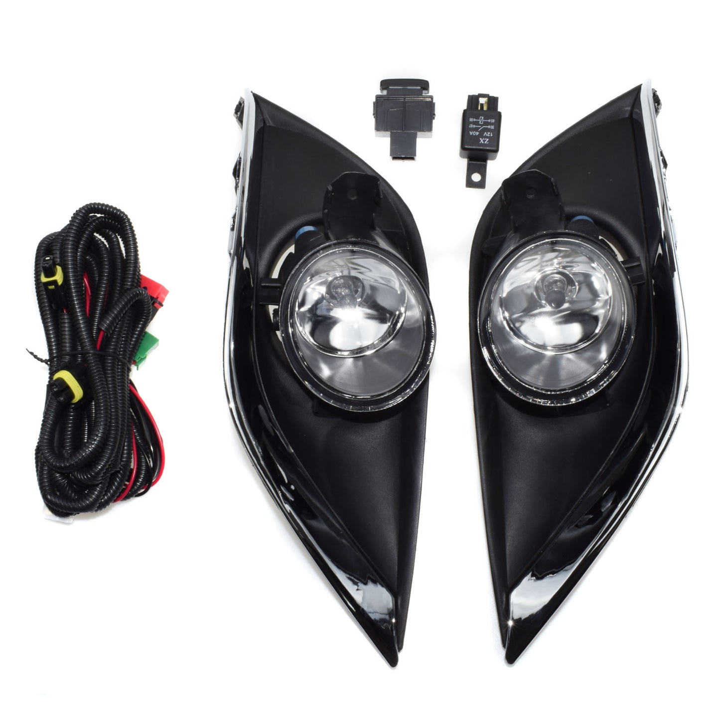 ya 1 7.4 2-pack clear lens fog lights for 15-17 for Nissan Versa with frame wiring switch relay