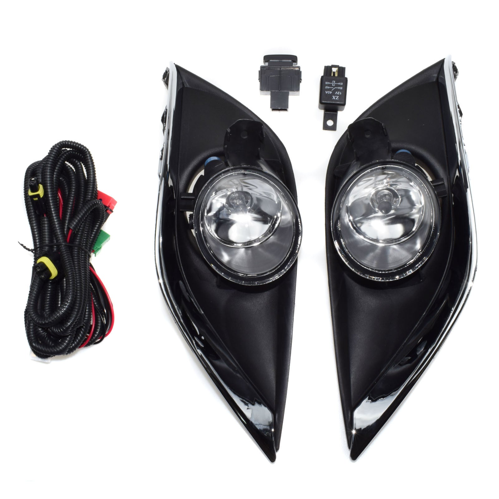 ya 1 7.4 2-pack clear lens fog lights for 15-17 for Nissan Versa with frame wiring switch relay