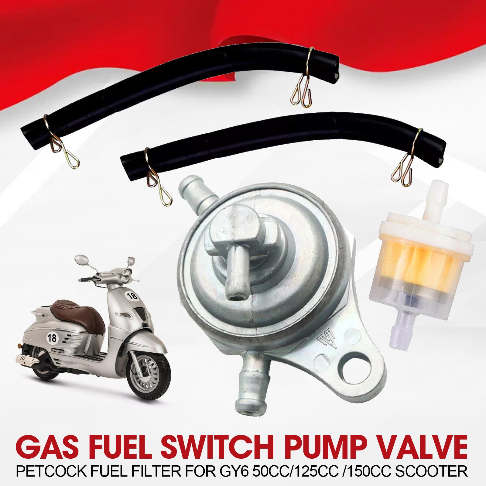 ya 2 6.30 Fuel Pump Valve Vacuum Petcock For ATV Scooter Doped Kart GY6 50 125 150cc