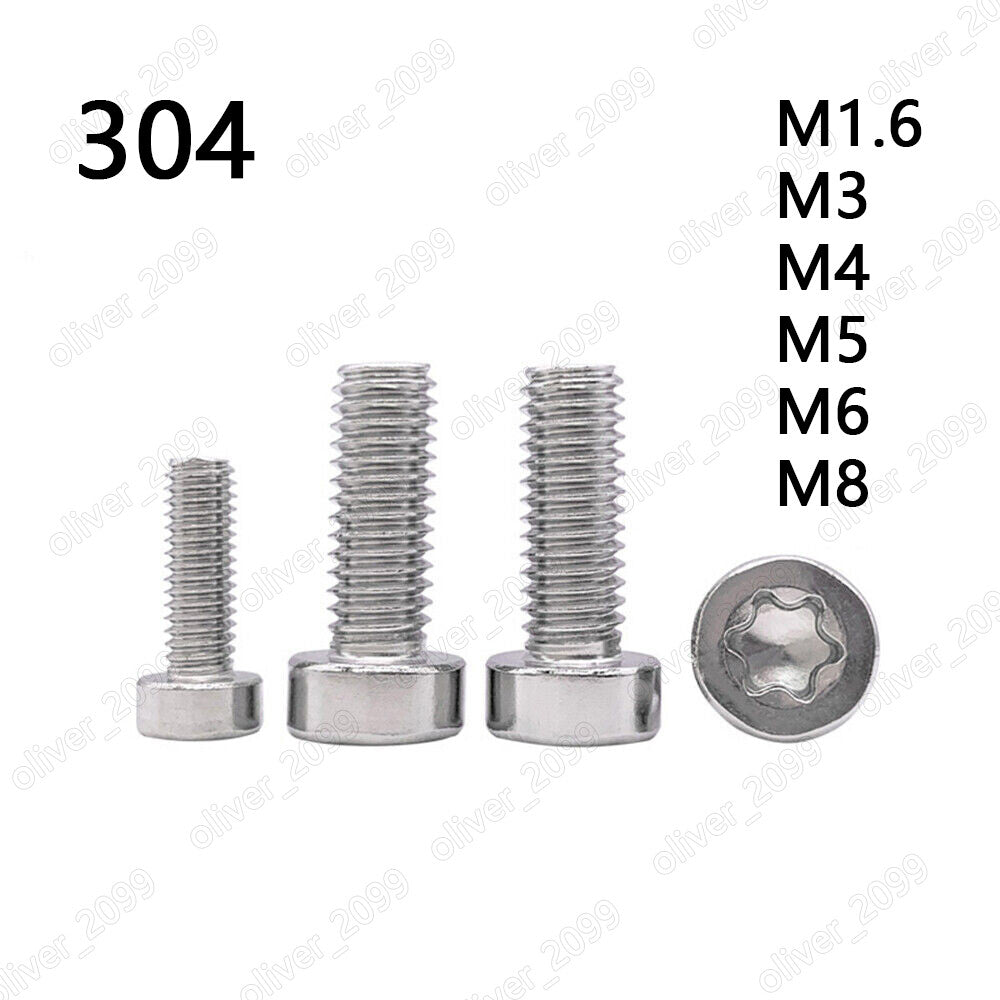 304 Stainless Steel Hexalobular Socket Cheese Short Head Screws M1.6 M3 M4 M5 M6