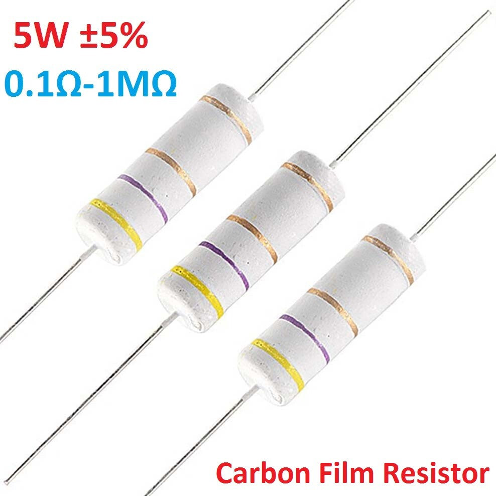 10PCS 5W Big Power Carbon Film Resistors ©I5% - Full Range of Values ( 0.1´Î-1M´Î )