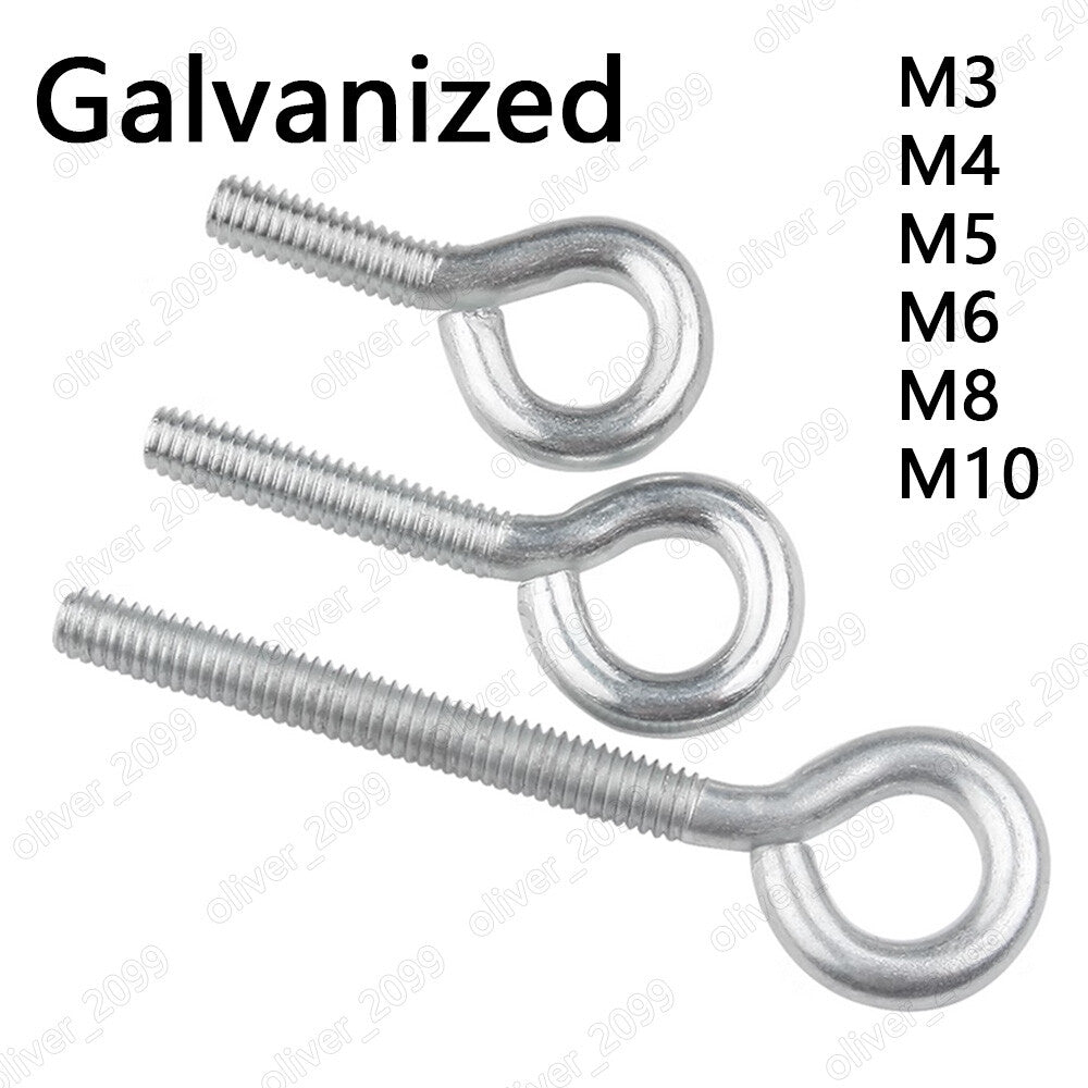 Galvanized Steel Eye Hooks Turned Eye Bolts M3 M4 M5 M6 M8 M10