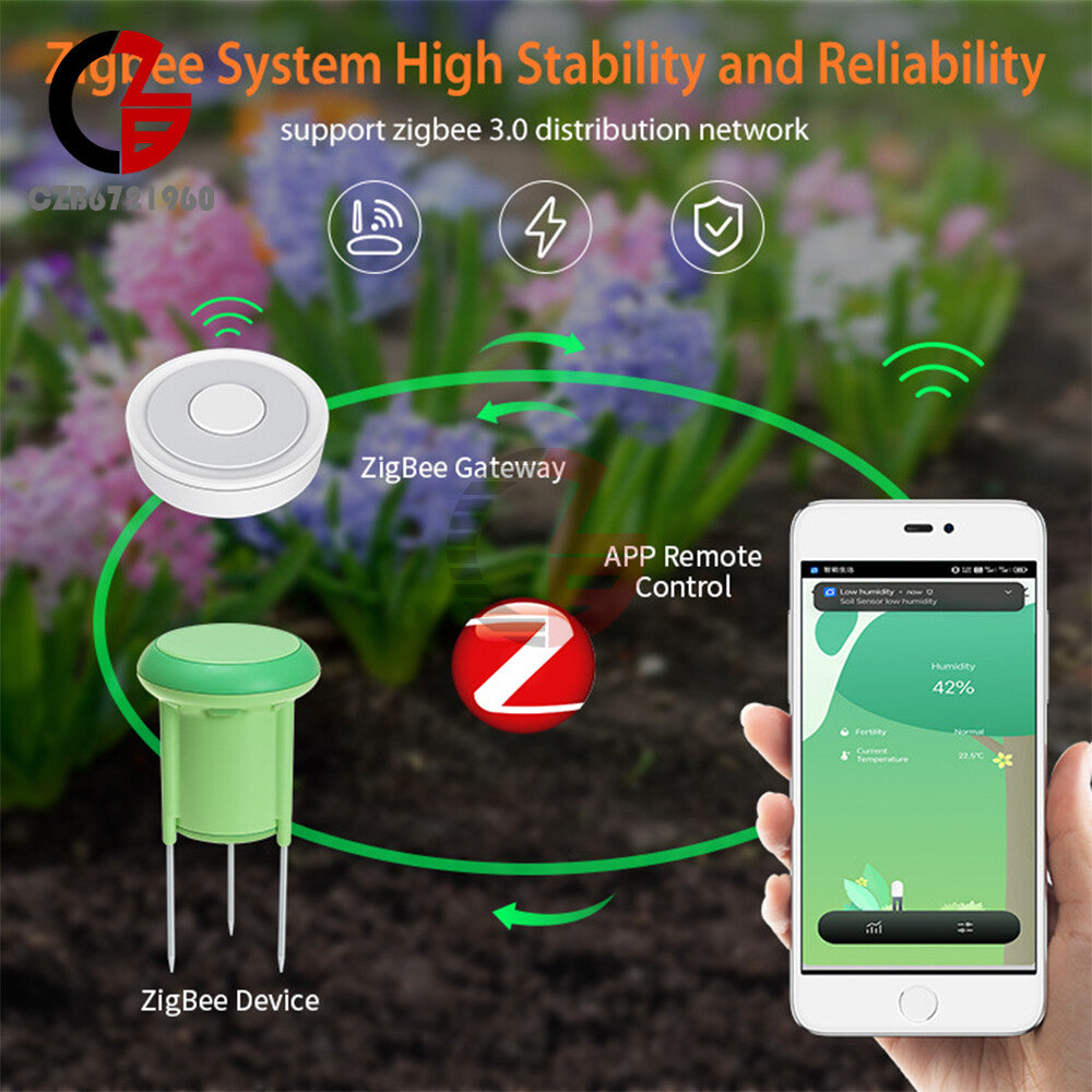 ya 26 Tuya Wireless Smart Zigbee3.0 Soil Tester Garden Moisture Sensor Temp Hygrometer