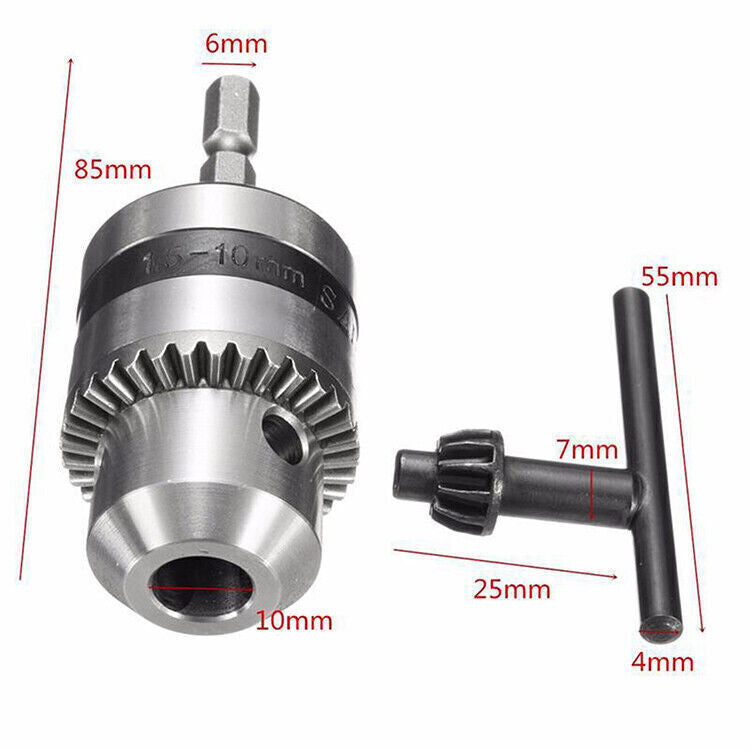 ya 25 Electric Drill Chuck 1.5-10MM 1/4 Square Head Adapter Tool+Connecting Rod Kit