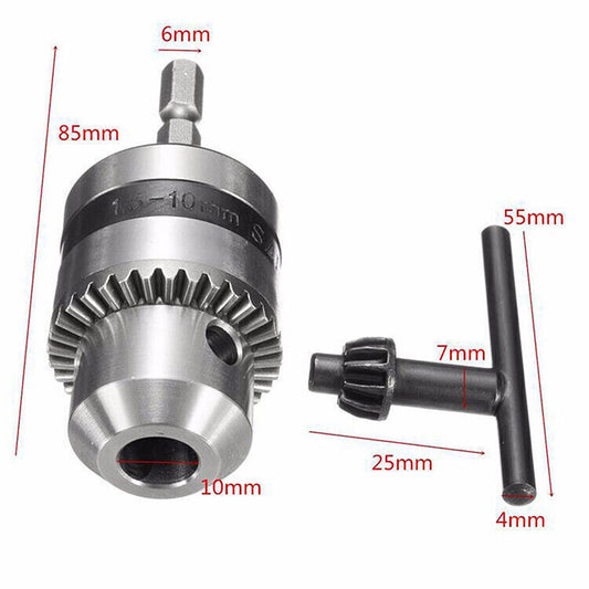 ya 25 Electric Drill Chuck 1.5-10MM 1/4 Square Head Adapter Tool+Connecting Rod Kit