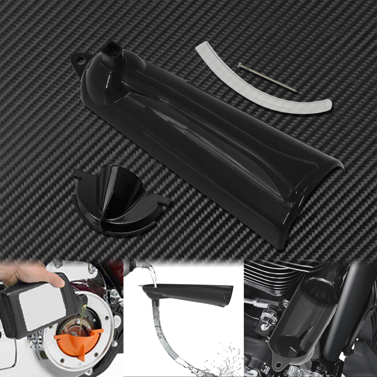 ya 1 6.30 Primary Case + Transmission Crankcase Fill Oil Funnel Set Black Fit For Softail