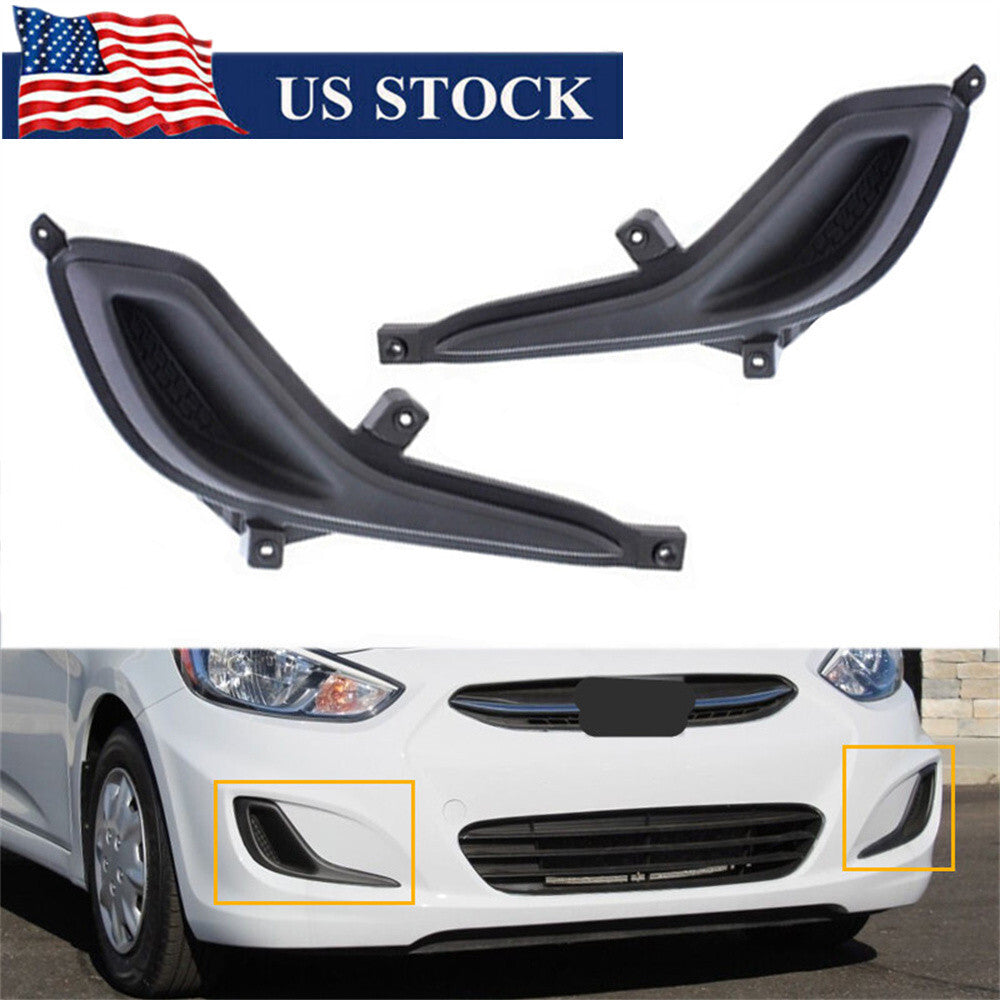 ya 13 5.27.2 Pair ABS Plastic Car Bumper Fog Light Cover Left+Right for Hyundai Accent 12-17