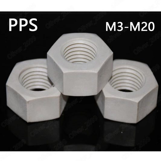 PPS Polyphenylene Sulfide Plastic Hexagon Nuts M3 M4 M5 M6 M8 M10 M12 M14-M20