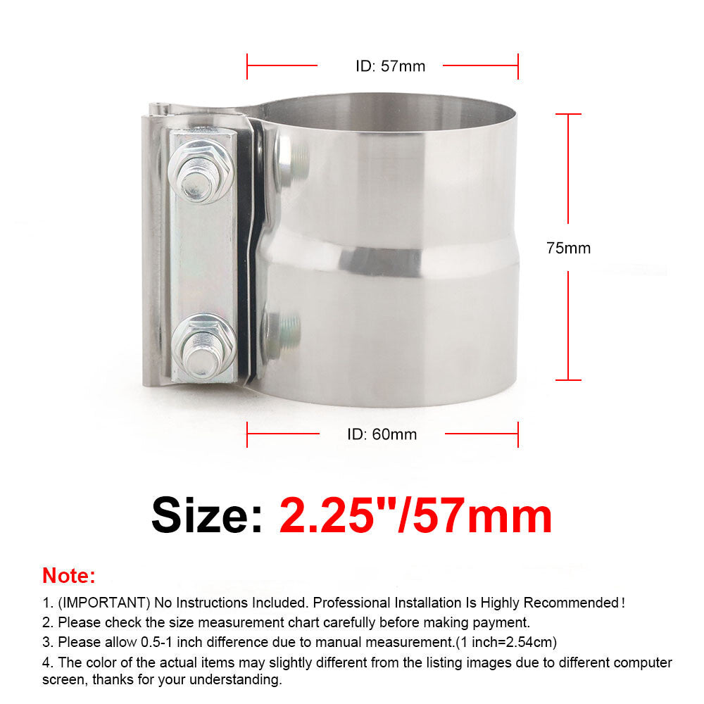 ya 1 6.30 2x 2.25 Lap Joint Reducing Band Clamp Muffler Sleeve Coupler Stainless