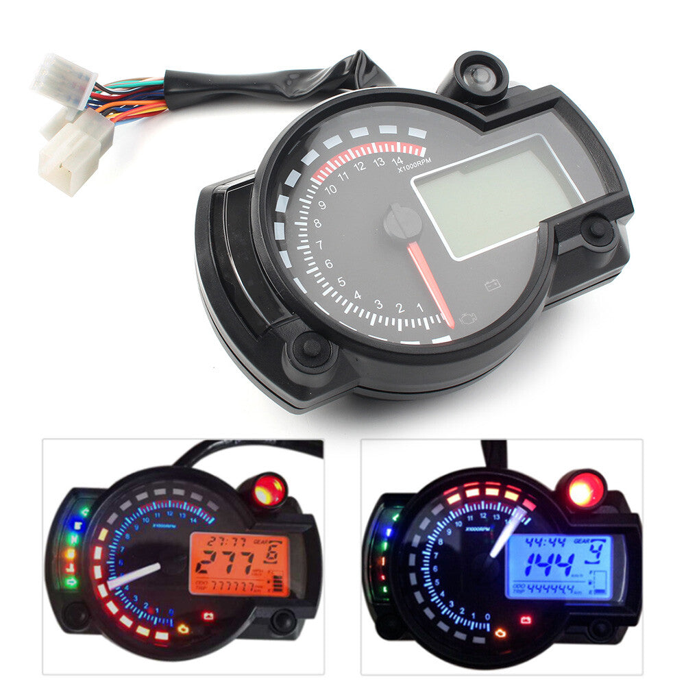 ya 2 6.29 1x Universal LCD Digit 15000rpm Motor Speedometer Tachometer Gauge Odometer