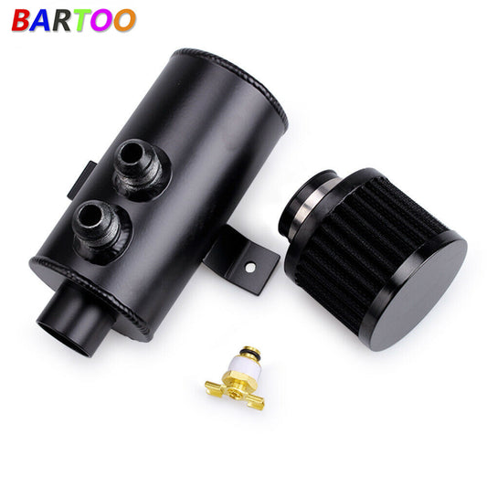 ya 27 6.21 Black Aluminum 10AN Oil Catch Can Reservoir Tank +Breather Filter Baffled Kit