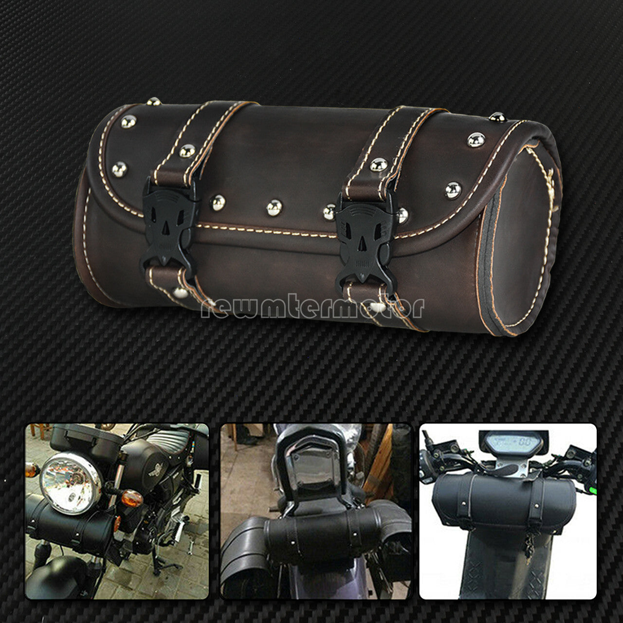 ya 11 6.5 Motorcycle Saddlebag Storage Handlebar Bar Bag Roll Barrel Fit for Harley Models