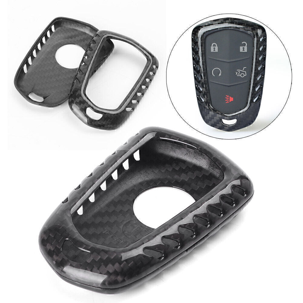 ya 5 8.7 1x Carbon Fiber Remote Keyless Fob Cover Shell Fit for Cadillac CTS ATS V Black