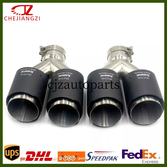 ya 4 6.17.2 2x Akrapovic Matte Carbon Fiber Tip Dual Muffler Outlet:76 89 101 114MM