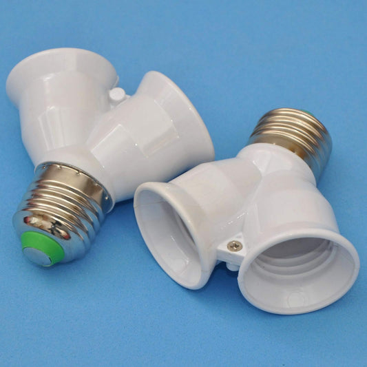 ya 14 2x 1To2 E27 LED Lamp Bulb Splitter Screw Holder Light Base Adapter Y Converter