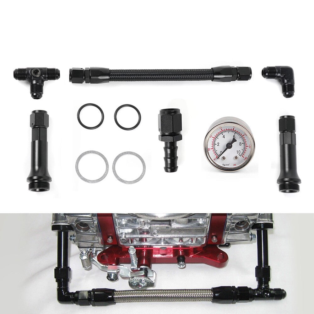 ya 2 7.14 6AN Braided Dual Feed Carb Fuel Line Double Pump for 4150 Holley Carburetor