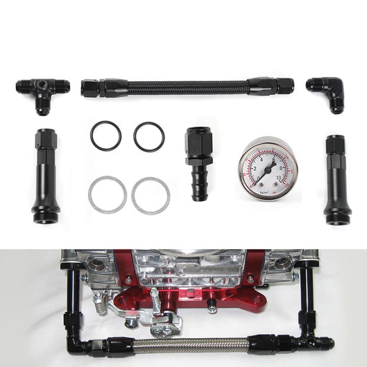 ya 2 7.14 6AN Braided Dual Feed Carb Fuel Line Double Pump for 4150 Holley Carburetor