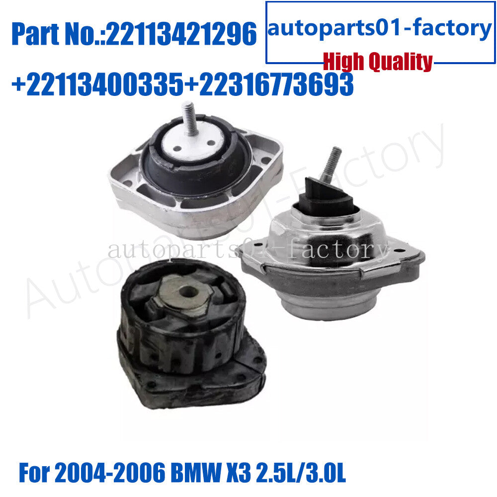 ya 5 6.16.2 Set of 3PCS Engine Motor & Trans Mount for BMW X3 2.5L/3.0L 2004-2006