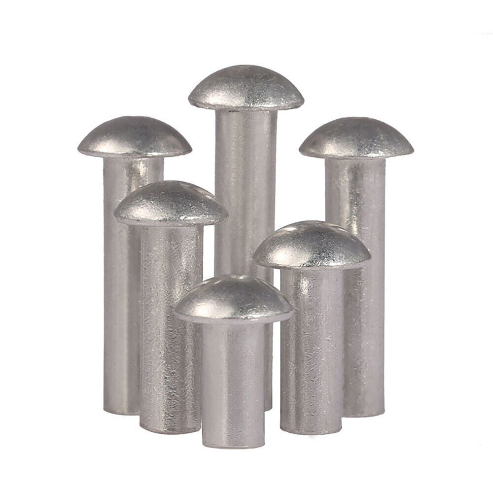 Aluminium Dome Rivets - Sizes 3-6mm, Heads M3-M6, Solid and Durable